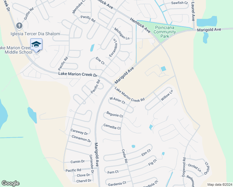 map of restaurants, bars, coffee shops, grocery stores, and more near 321 Aster Court in Poinciana
