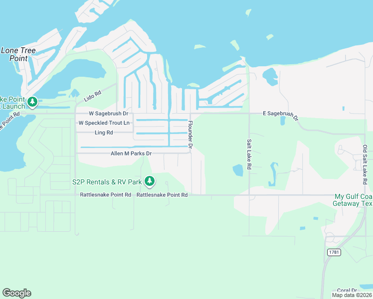 map of restaurants, bars, coffee shops, grocery stores, and more near 298 Allen M Parks Drive in Rockport