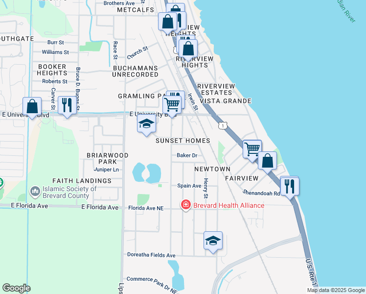 map of restaurants, bars, coffee shops, grocery stores, and more near 1309 Gibbs Street in Melbourne