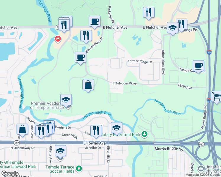 map of restaurants, bars, coffee shops, grocery stores, and more near 7202 Rapa Horn Drive in Tampa
