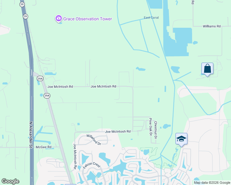 map of restaurants, bars, coffee shops, grocery stores, and more near 1407 Joe McIntosh Road in Plant City