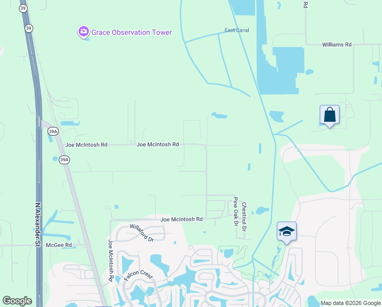 map of restaurants, bars, coffee shops, grocery stores, and more near 1407 Joe McIntosh Road in Plant City