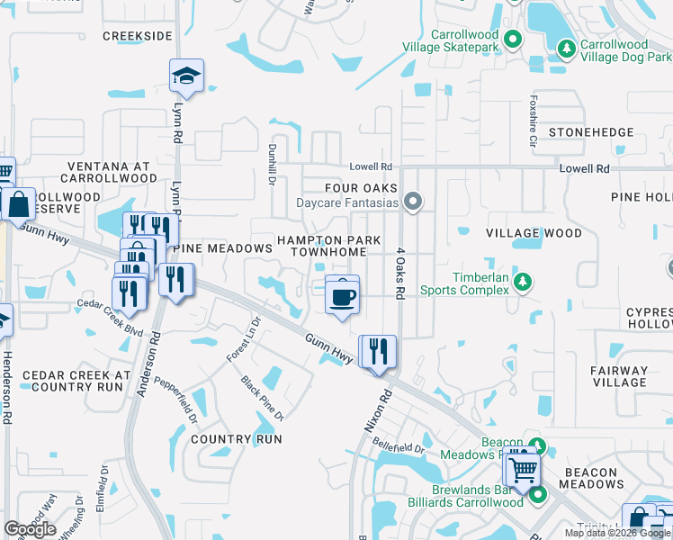 map of restaurants, bars, coffee shops, grocery stores, and more near 5402 Britwell Court in Tampa