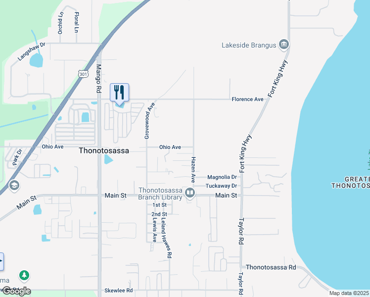 map of restaurants, bars, coffee shops, grocery stores, and more near 10731 Ohio Avenue in Thonotosassa