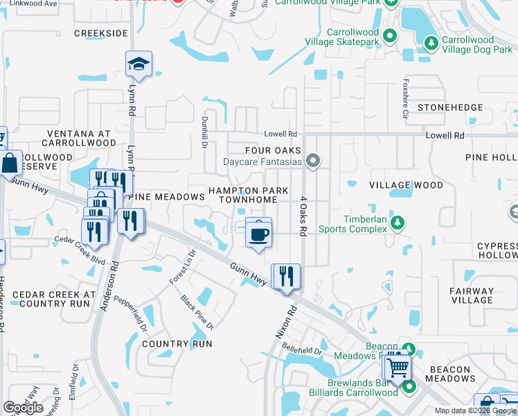 map of restaurants, bars, coffee shops, grocery stores, and more near 5402 Britwell Court in Tampa