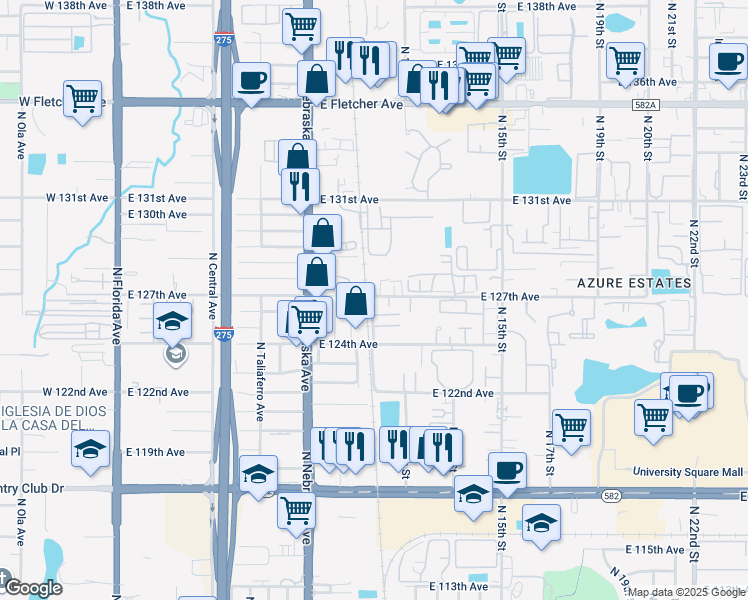 map of restaurants, bars, coffee shops, grocery stores, and more near 131 North 11th Street in Tampa