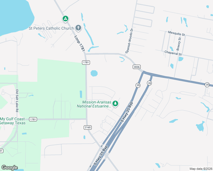 map of restaurants, bars, coffee shops, grocery stores, and more near 3579-3589 Texas 35 in Rockport