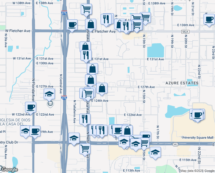 map of restaurants, bars, coffee shops, grocery stores, and more near 131 North 11th Street in Tampa