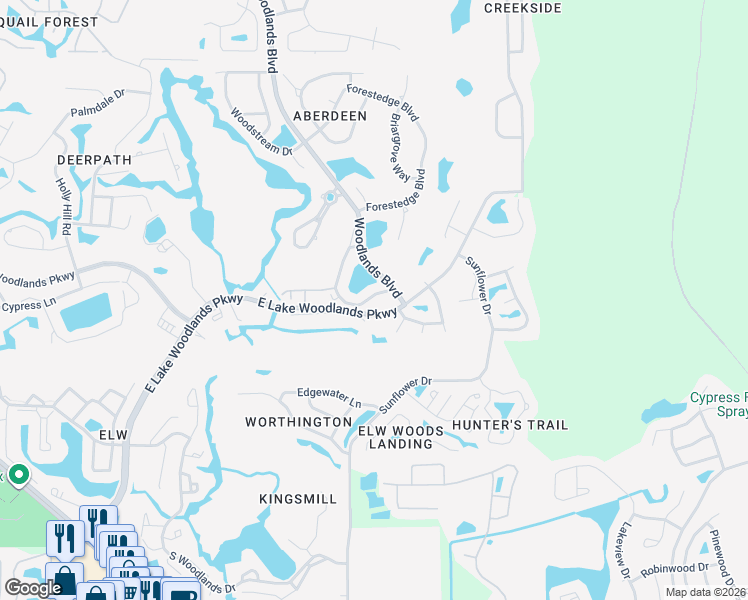 map of restaurants, bars, coffee shops, grocery stores, and more near 216 Clays Trail in Oldsmar