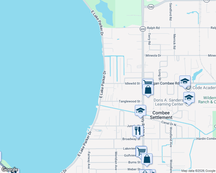 map of restaurants, bars, coffee shops, grocery stores, and more near 2311 Spencer Place in Lakeland