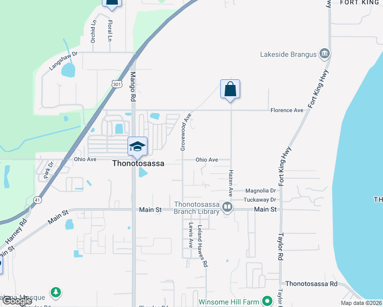 map of restaurants, bars, coffee shops, grocery stores, and more near 10608 Ohio Avenue in Thonotosassa