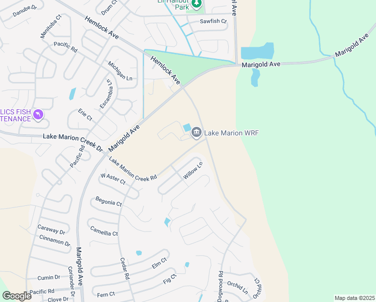 map of restaurants, bars, coffee shops, grocery stores, and more near Lake Marion Creek Road in Polk County