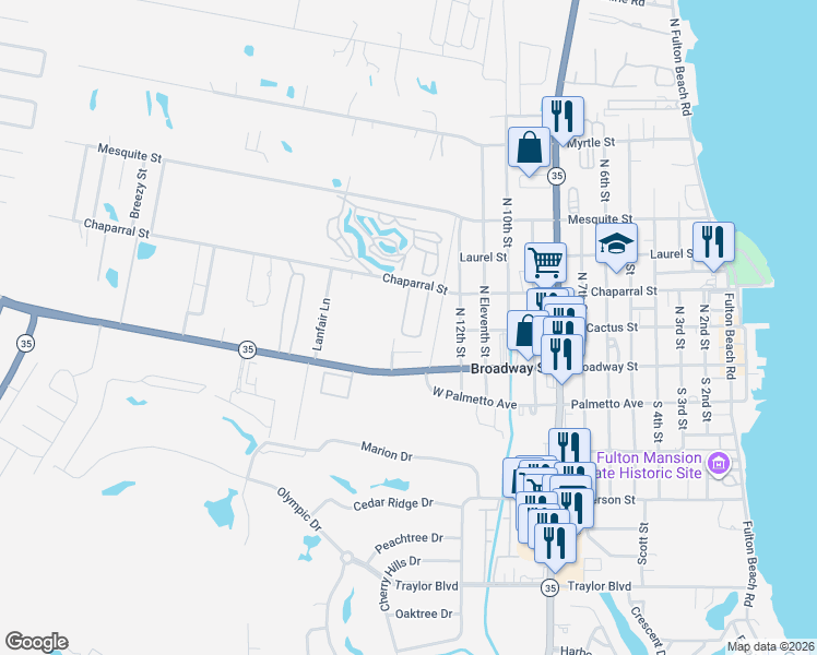 map of restaurants, bars, coffee shops, grocery stores, and more near 212 Sandollar Circle in Fulton