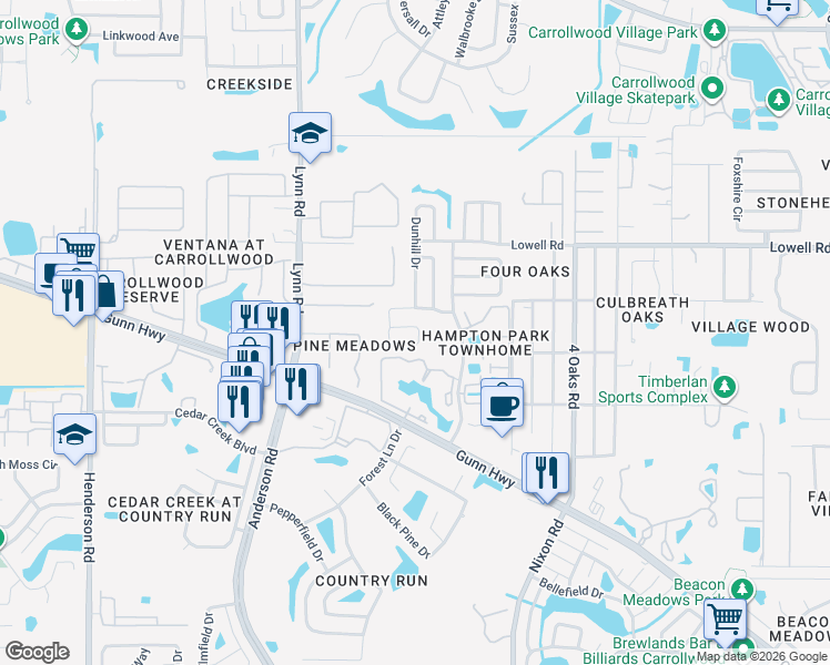 map of restaurants, bars, coffee shops, grocery stores, and more near 5422 Friarsway Drive in Tampa