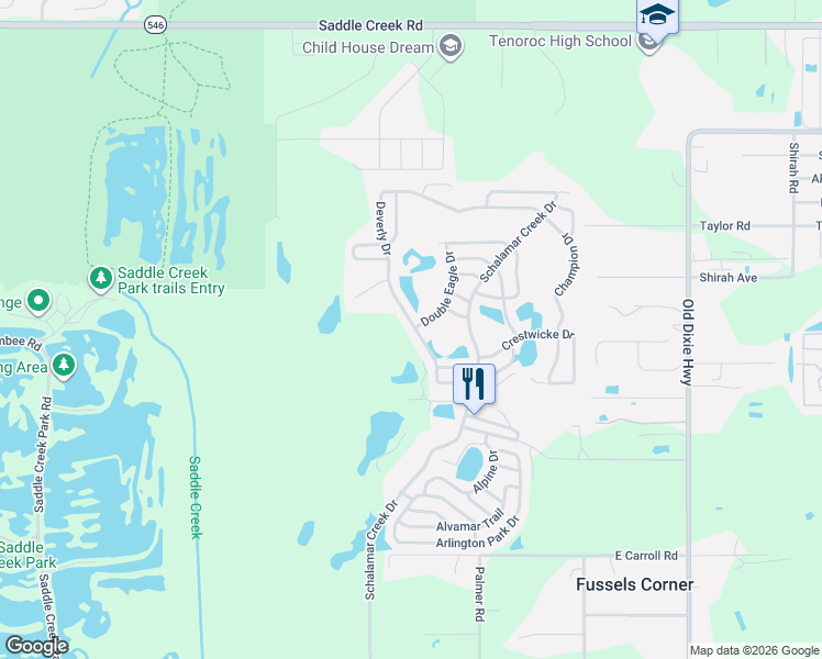 map of restaurants, bars, coffee shops, grocery stores, and more near 1441 Deverly Drive in Lakeland