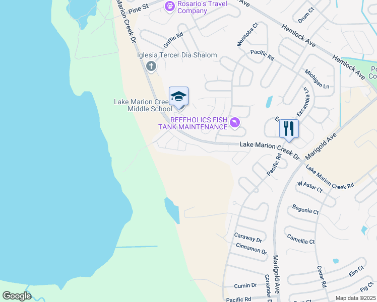 map of restaurants, bars, coffee shops, grocery stores, and more near 216 Ocean Bluff Drive in Poinciana