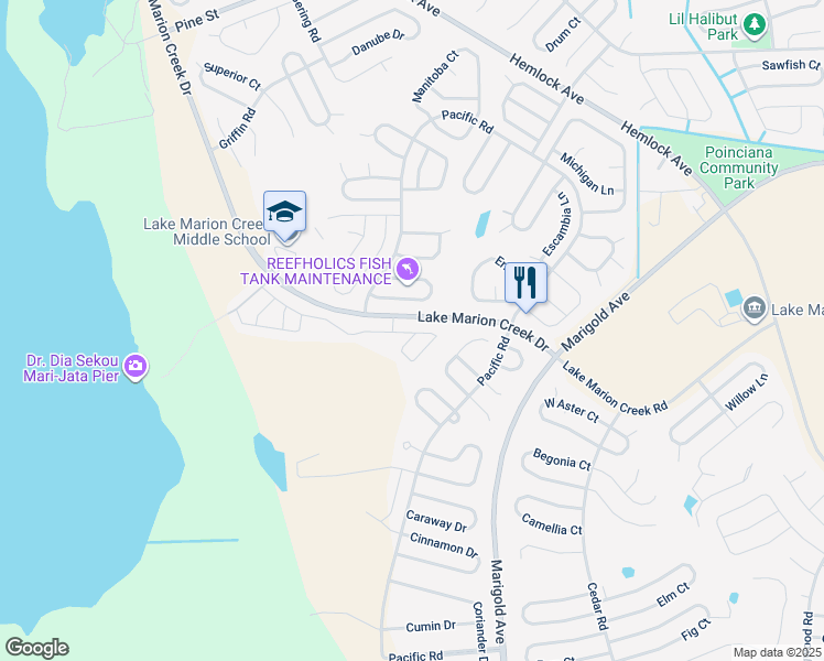 map of restaurants, bars, coffee shops, grocery stores, and more near 433 Arkansas Court in Kissimmee