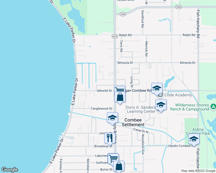 map of restaurants, bars, coffee shops, grocery stores, and more near 2529 McCranie Place in Lakeland