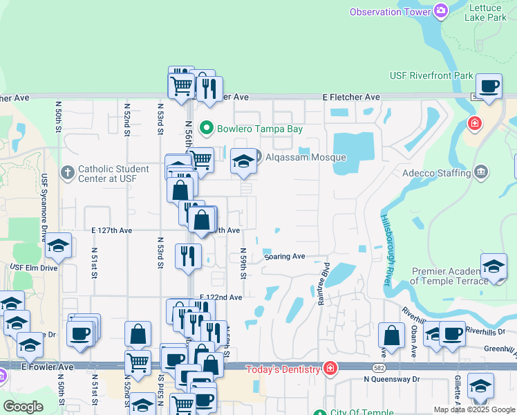 map of restaurants, bars, coffee shops, grocery stores, and more near 6026 Gibson Avenue in Tampa