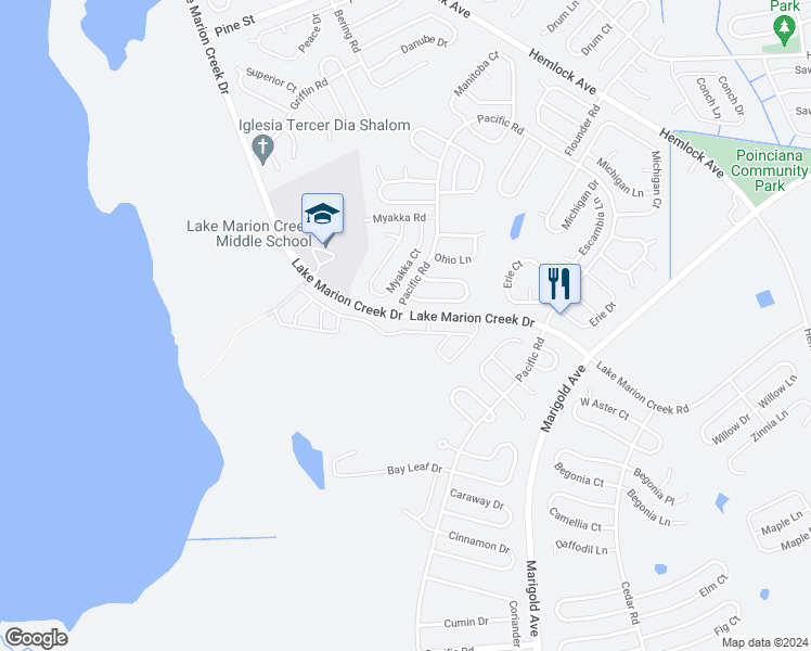 map of restaurants, bars, coffee shops, grocery stores, and more near 717 Lake Marion Golf Resort in Kissimmee