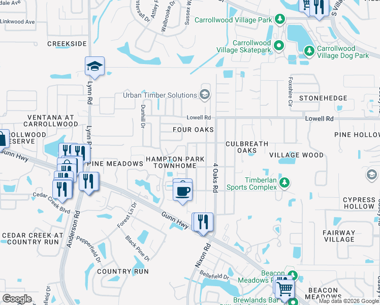 map of restaurants, bars, coffee shops, grocery stores, and more near 12716 Holyoke Avenue in Tampa