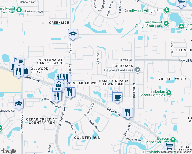 map of restaurants, bars, coffee shops, grocery stores, and more near 5422 Friarsway Drive in Tampa