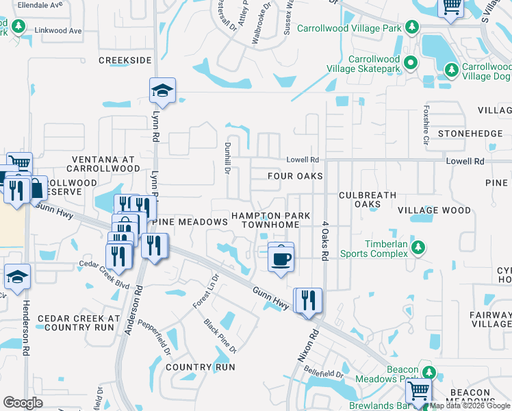 map of restaurants, bars, coffee shops, grocery stores, and more near 5404 Friarsway Drive in Tampa