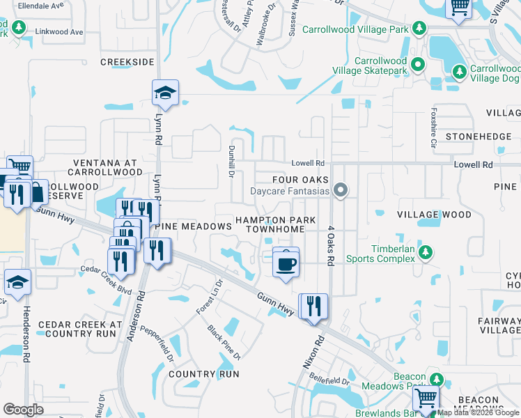 map of restaurants, bars, coffee shops, grocery stores, and more near 5404 Friarsway Drive in Tampa
