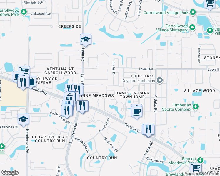 map of restaurants, bars, coffee shops, grocery stores, and more near 5422 Friarsway Drive in Tampa