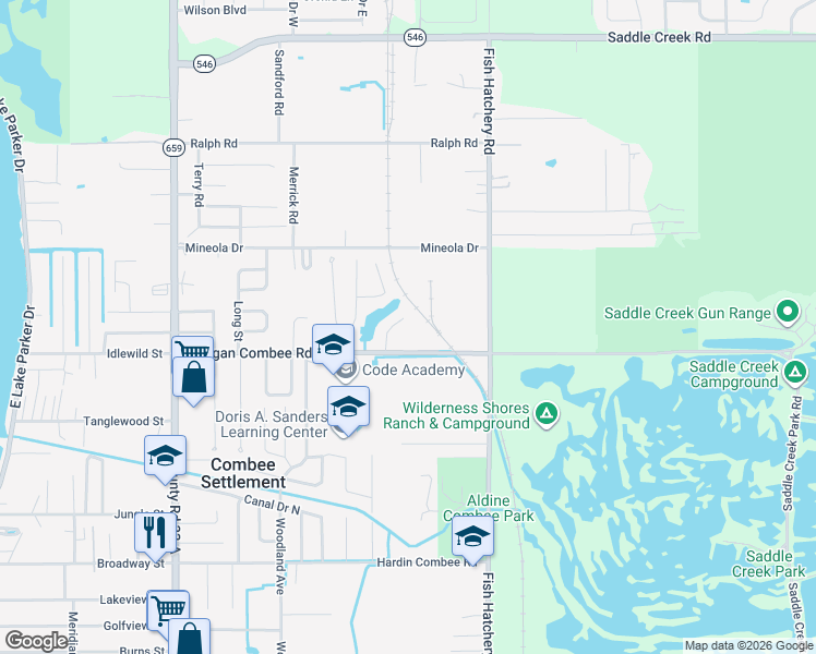 map of restaurants, bars, coffee shops, grocery stores, and more near 1465 Ridge Lake Court in Lakeland