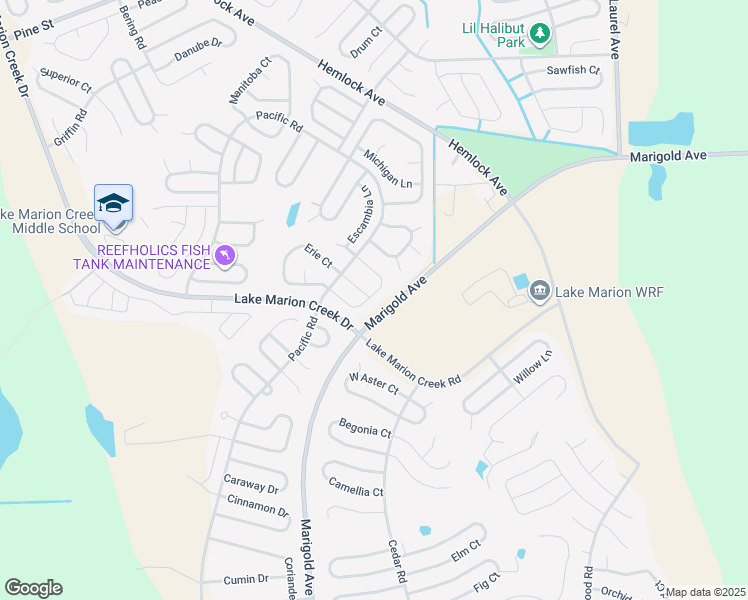 map of restaurants, bars, coffee shops, grocery stores, and more near 323 Erie Drive in Kissimmee