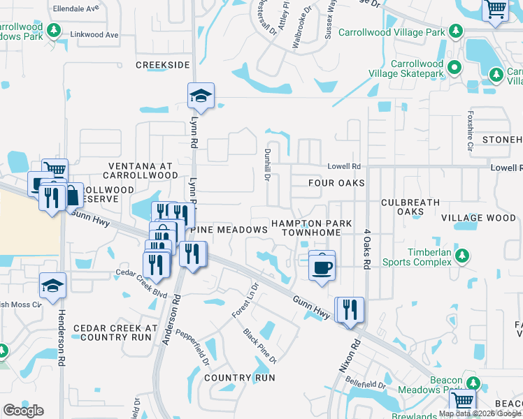 map of restaurants, bars, coffee shops, grocery stores, and more near 5422 Friarsway Drive in Tampa