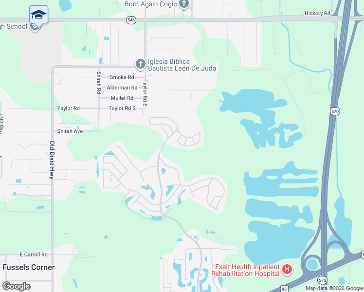 map of restaurants, bars, coffee shops, grocery stores, and more near 500-598 Tulip Cir E in Auburndale