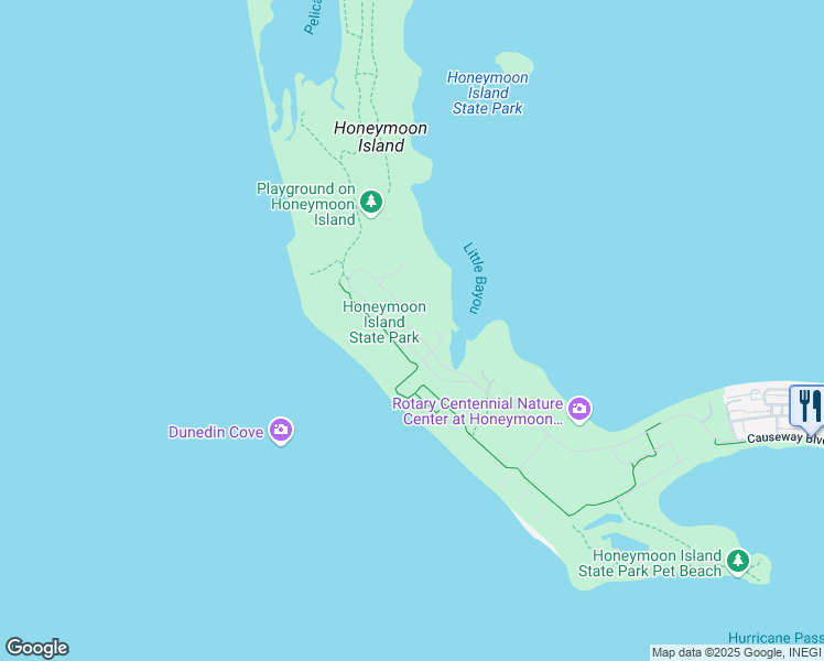 map of restaurants, bars, coffee shops, grocery stores, and more near Honeymoon Island in Dunedin