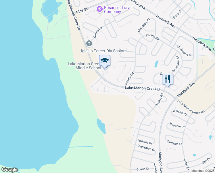 map of restaurants, bars, coffee shops, grocery stores, and more near 3101 Lake Marion Golf Resort in Kissimmee