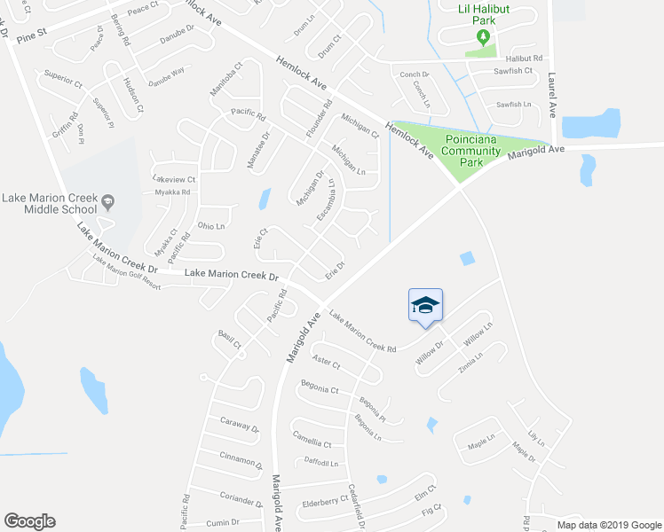 map of restaurants, bars, coffee shops, grocery stores, and more near 316 Erie Drive in Poinciana
