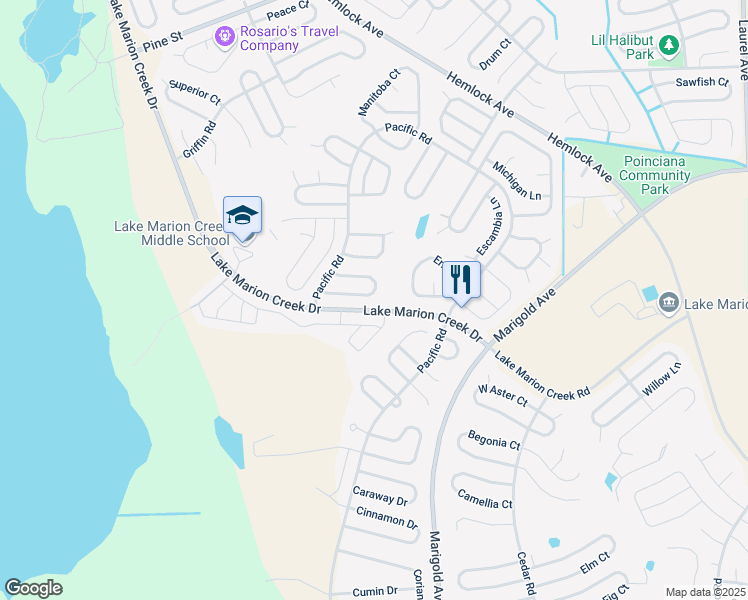 map of restaurants, bars, coffee shops, grocery stores, and more near 433 Arkansas Court in Kissimmee