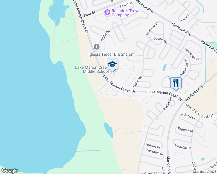 map of restaurants, bars, coffee shops, grocery stores, and more near 361 Port Pleasant Drive in Poinciana