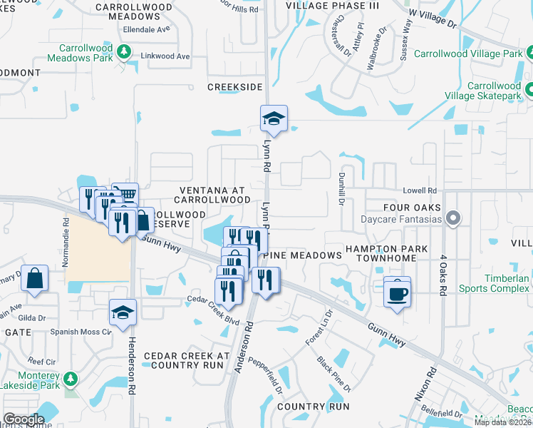 map of restaurants, bars, coffee shops, grocery stores, and more near 12819 Pacifica Place in Tampa