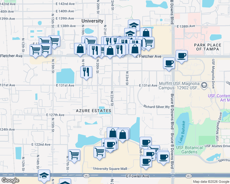 map of restaurants, bars, coffee shops, grocery stores, and more near 2211 Fitness Club Way in Tampa