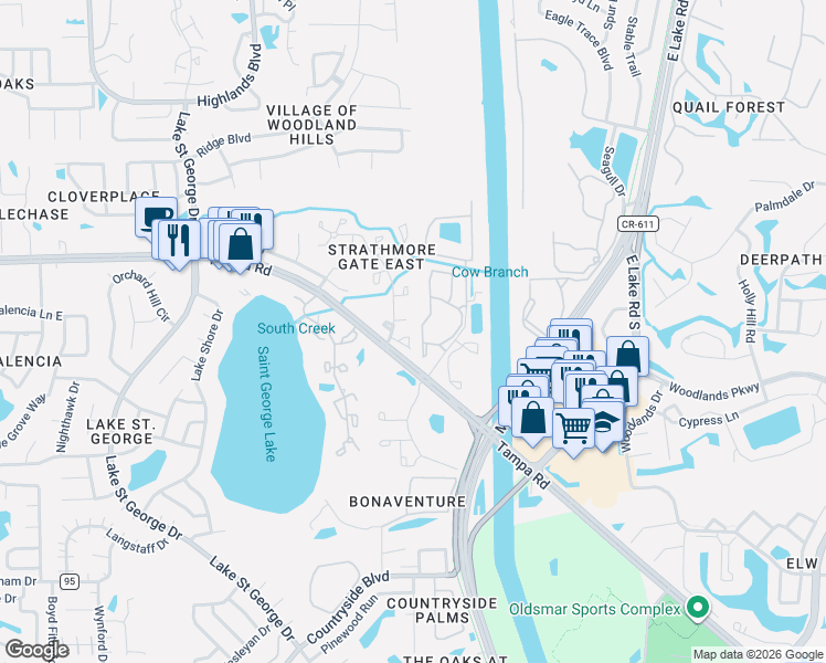 map of restaurants, bars, coffee shops, grocery stores, and more near 2931 Boxwood Court in Palm Harbor