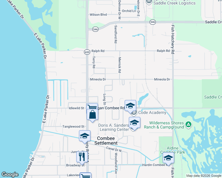 map of restaurants, bars, coffee shops, grocery stores, and more near 2724 Doyle Circle in Lakeland