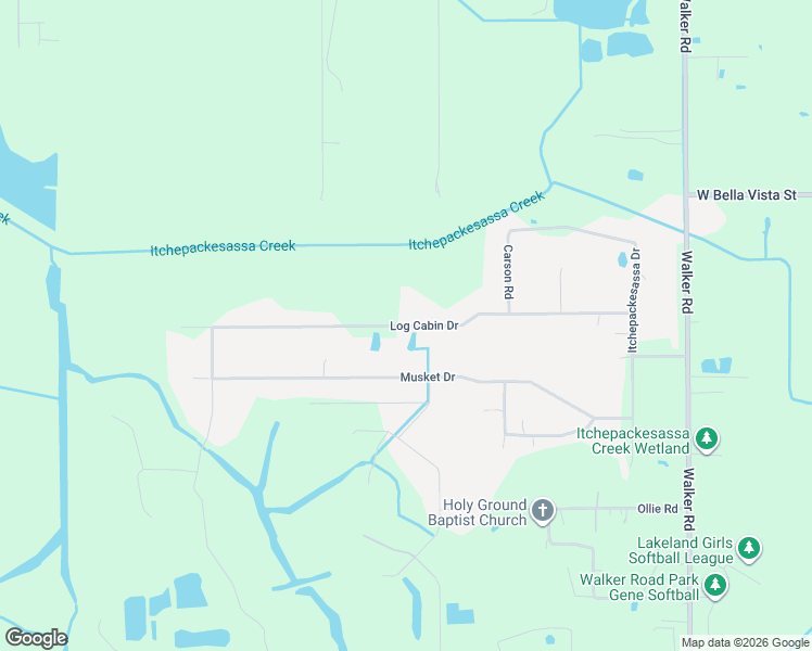 map of restaurants, bars, coffee shops, grocery stores, and more near 4802 Log Cabin Drive in Lakeland