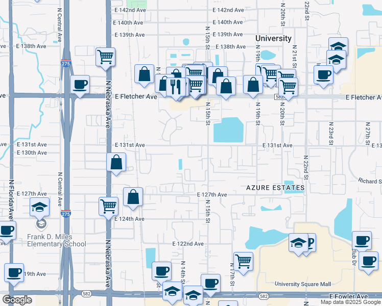 map of restaurants, bars, coffee shops, grocery stores, and more near 1407 Marathon Key Drive in Tampa
