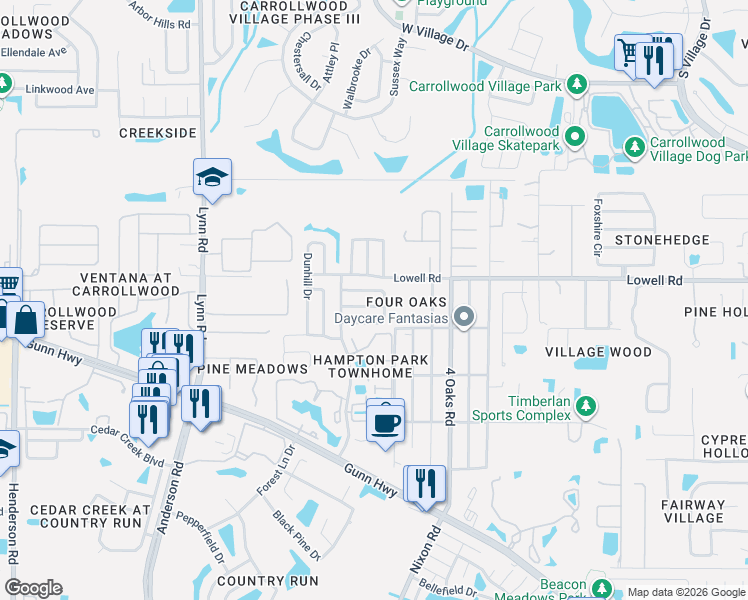 map of restaurants, bars, coffee shops, grocery stores, and more near 5307 Macbeth Court in Tampa
