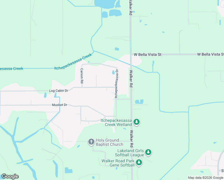 map of restaurants, bars, coffee shops, grocery stores, and more near 1521 Itchepackesassa Drive in Lakeland