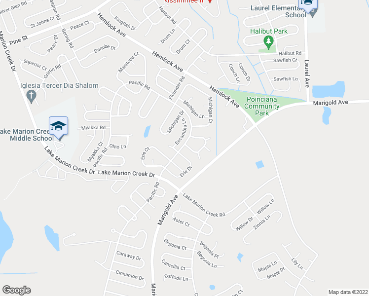 map of restaurants, bars, coffee shops, grocery stores, and more near 325 Huron Drive in Kissimmee