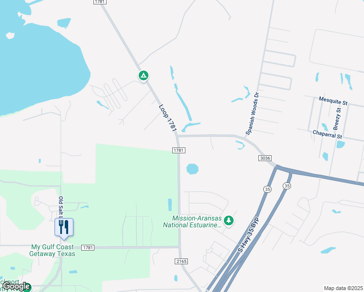 map of restaurants, bars, coffee shops, grocery stores, and more near 5420 Farm to Market Road 1781 in Rockport