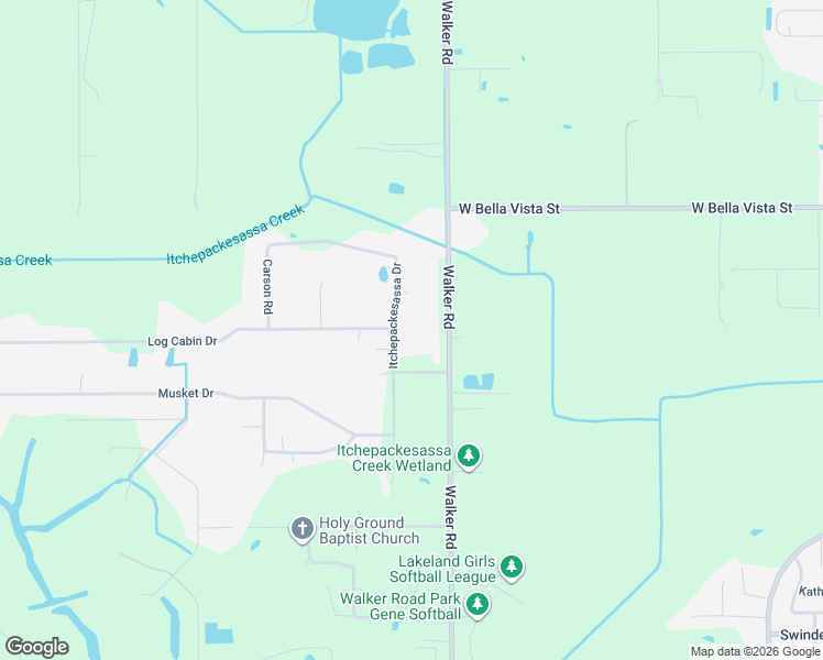 map of restaurants, bars, coffee shops, grocery stores, and more near 1521 Itchepackesassa Drive in Lakeland