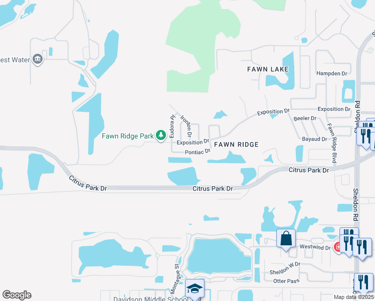 map of restaurants, bars, coffee shops, grocery stores, and more near 9330 Pontiac Drive in Westchase